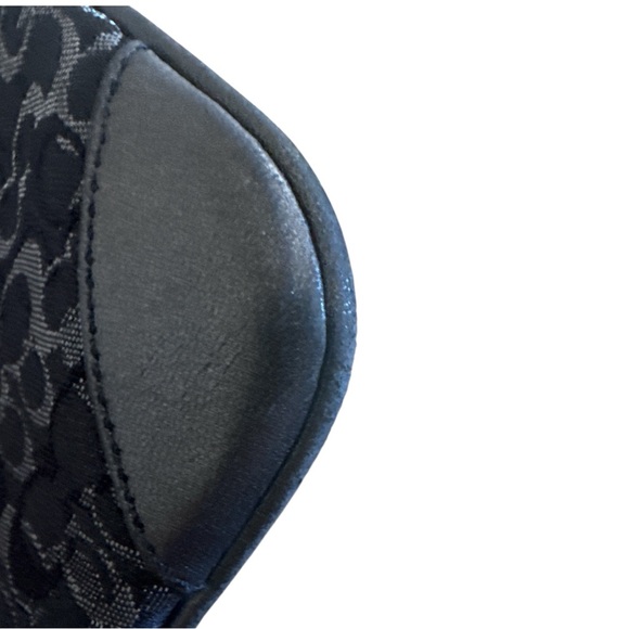Coach Vintage Monogram Wristlet Canvas Leather Metallic Black Coin Purse 7x4x.5 - Picture 5 of 12
